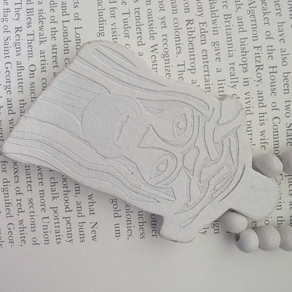 White Wooden Beaded Jesus Necklace - Picture 7 of 8